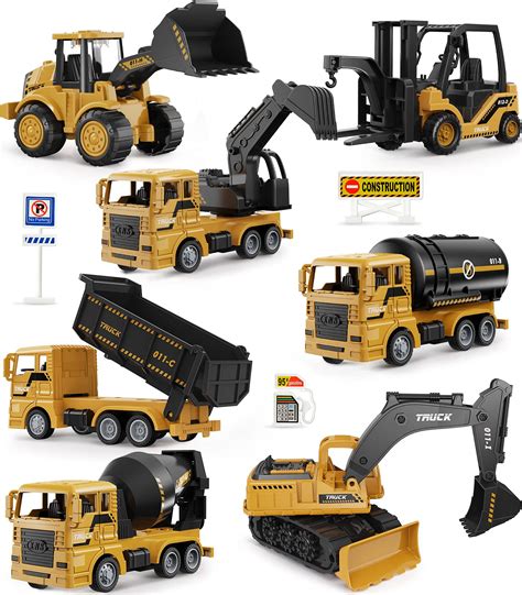 Buy Construction Trucks Toy Set, Geyiie Construction Vehicles Site for Kids Engineering Toys ...