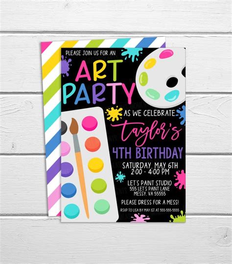 Art Party Invitation, Paint Party Art Birthday Invitation, Dress For A Mess, Virtual Birthday ...