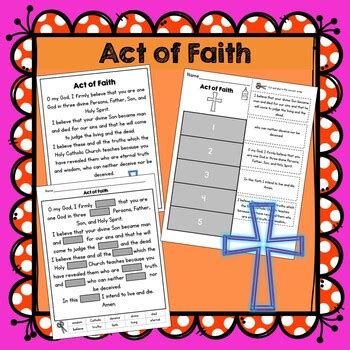 Act of Faith Prayer Lesson, Prayer Cards, Poster, and Worksheets by KinderBeez