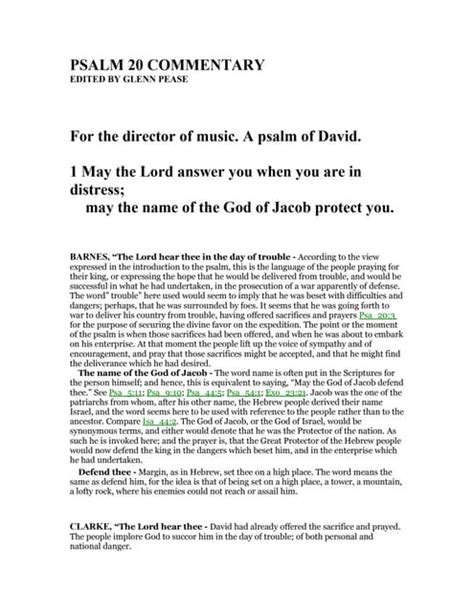 Psalm 20 commentary | PDF