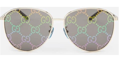 Gucci Logo Detail Aviator Sunglasses | Lyst