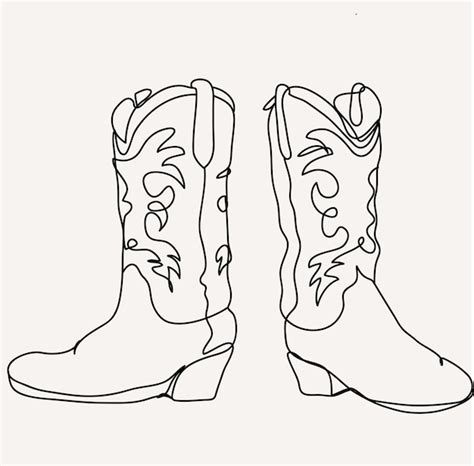 Premium Photo | Minimalist cowboy boots line art western country hat simple sketch texas outline ...