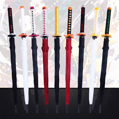 Anime Samurai Umbrella Long handle 16-Bone One Piece Zoro Demon Slayer Tanjiro Sword Umbrella ...