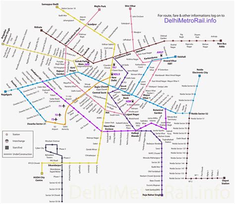 Delhi Metro Train Route Map