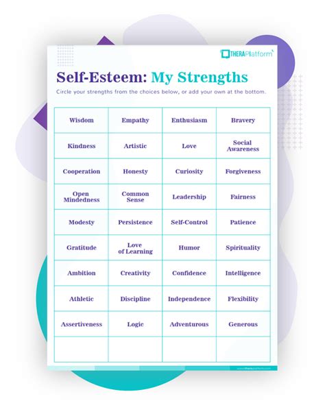 Self Esteem Worksheet For Adults – Ame.my.id