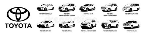 Vector Silhouettes of Toyota Brand Cars, Repair Editorial Stock Photo ...