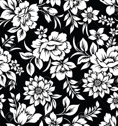 Black and white flowers, Floral wallpaper, Pattern art