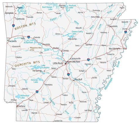 Map of Arkansas - Cities and Roads - GIS Geography