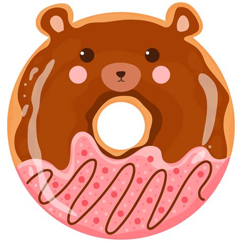 Cute bear with face donut with pink and chocolate glaze, tasty sweets ...