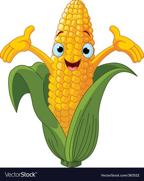 Corn cartoon character vector by Dazdraperma - Image #383522 - VectorStock