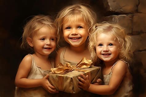 Premium AI Image | Children Opening Presents