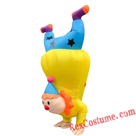 Adult Stand Upside Down Clown Inflatable Blow Up Costume