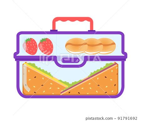 Lunch box with school meal cartoon fruit,... - Stock Illustration [91791692] - PIXTA