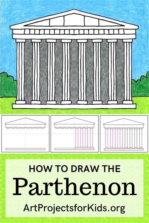 Easy How to Draw the Parthenon Tutorial and Parthenon Coloring Page ...