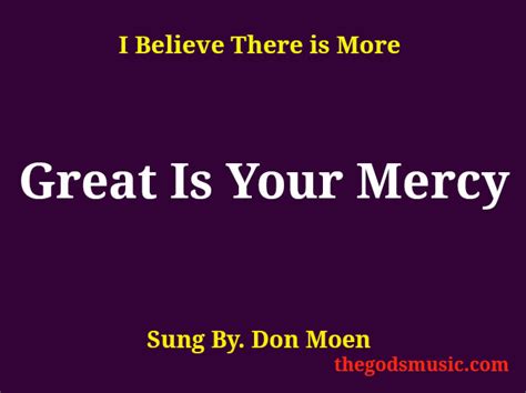 Great Is Your Mercy Christian Song Lyrics