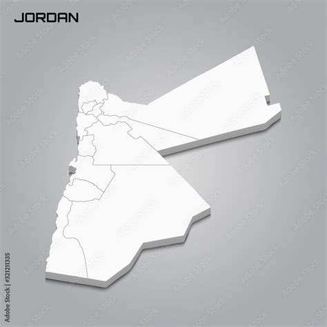 Jordan 3d map with borders of regions Stock Vector | Adobe Stock