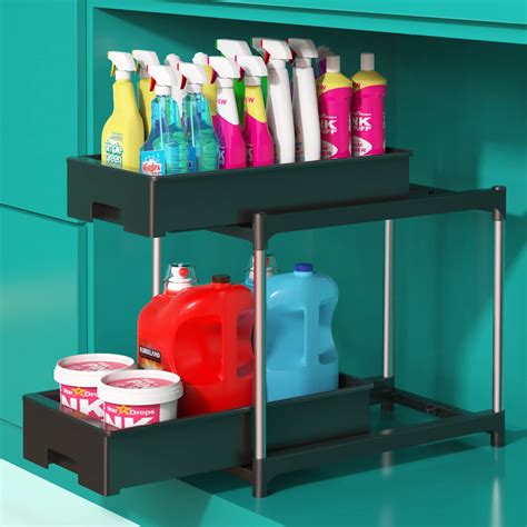 Buy 2 Tier Under Sink Organizers and Storage with 2 Sliding Drawers, Under The Sink Organizer ...