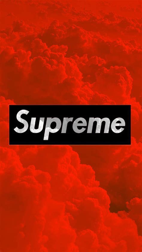 Download Red Supreme Logo And Clouds Wallpaper | Wallpapers.com