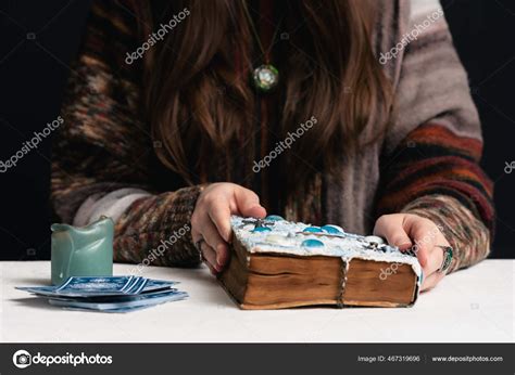 Fortune Teller Reading Future Tarot Cards Close Stock Photo by ...