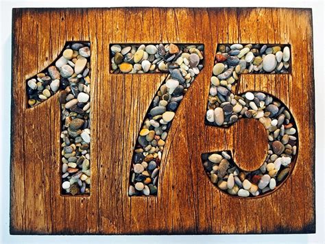 Custom Address Sign Rustic House Address Plaque Wooden Worn-out Plaque and Numbers Made of Sea ...