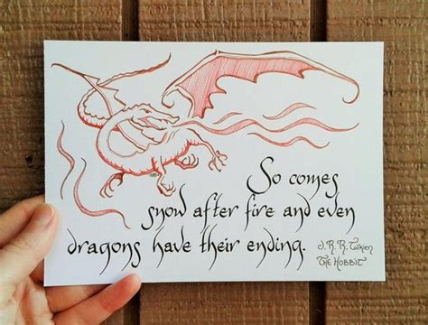 ORIGINAL Smaug Drawing and Hand-Lettered Tolkien Hobbit Calligraphy ...