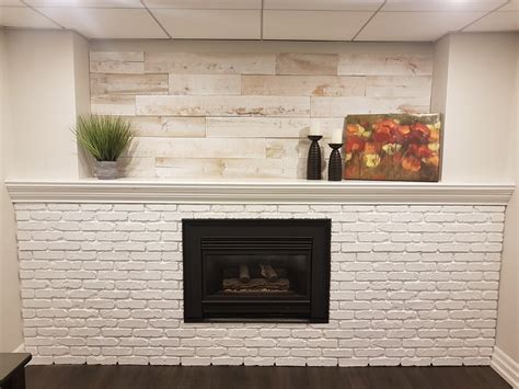 Faux White Brick Lightens Up a Basement Fireplace - Barron Designs