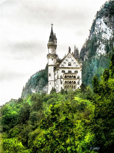 Neuschwanstein Castle Painting by Kai Saarto - Pixels