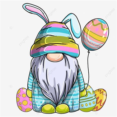 Easter Gnomes PNG Transparent, Easter Gnome Holding Egg Baloon, Easter ...