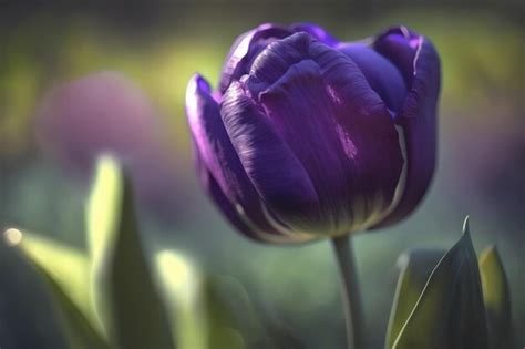 Premium AI Image | A purple tulip in the garden