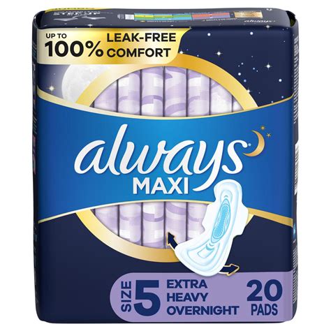 Always Maxi Size 5 Extra Heavy Overnight Pads with Wings, Unscented | Walmart Canada