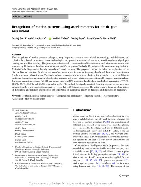 Recognition of motion patterns using accelerometers for ataxic gait assessment | Request PDF