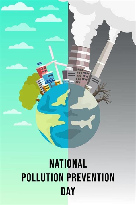 National Pollution Prevention Day banner poster with clean environment and polluted environment ...