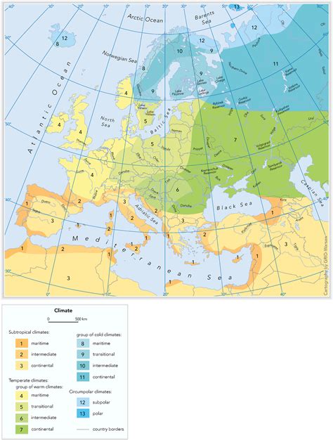 Climate Map Of Europe With Key