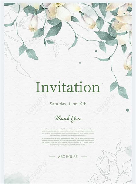 Watercolor floral border light color invitation template image_picture ...