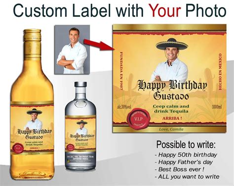 Personalized tequila label. Custom tequila bottle labels.