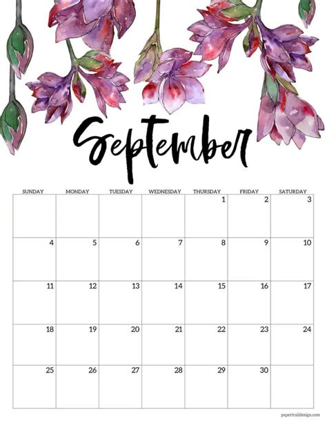 2022 Free Printable Calendar – Floral - Paper Trail Design in 2022 ...