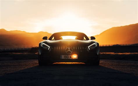 Download wallpaper 3840x2400 mercedes-amg gt c, black, sunset 4k ...