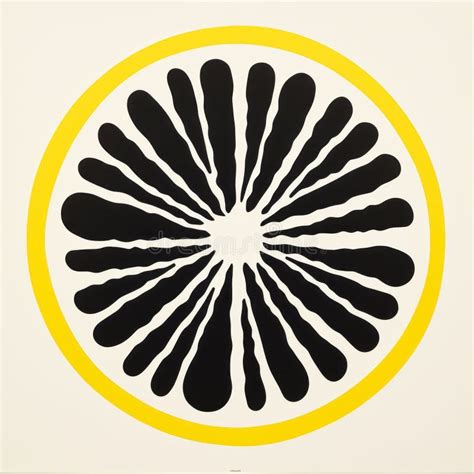 Vibrant Lemon Slice Artwork: a Black-and-white Graphic Lithograph Stock Illustration ...