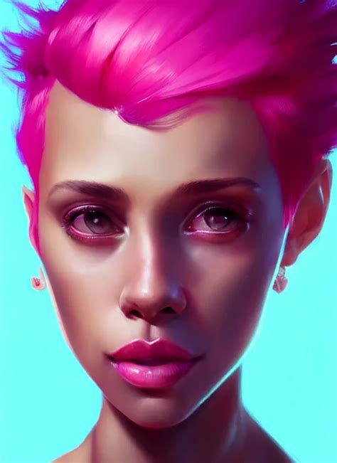portrait of vanessa morgan with bright pink hair, | Stable Diffusion ...