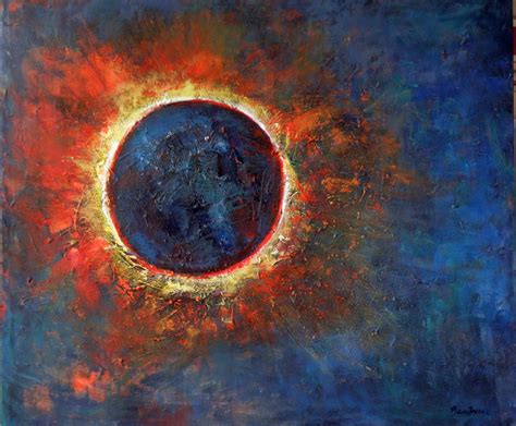 Solar Eclipse Abstract Painting Original art Sun Moon on Canvas 36x30 Art by BenWill by benwill ...