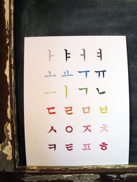 Korean Alphabet Art Poster 11x14