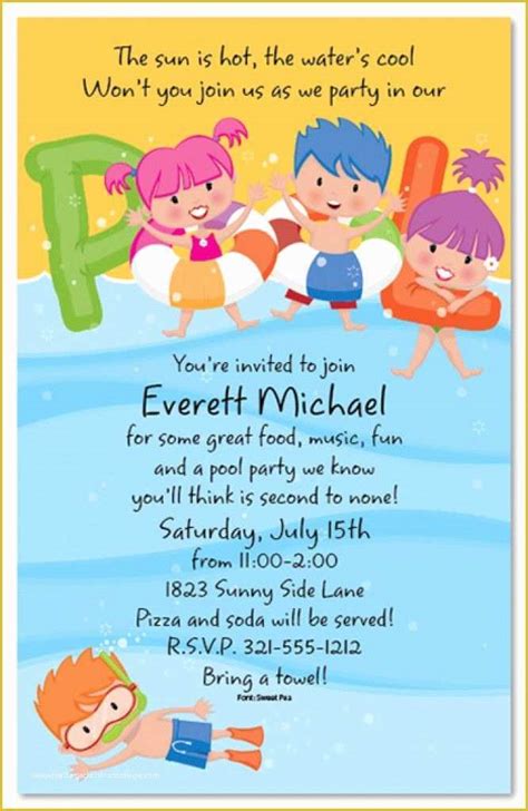 Free Childrens Party Invites Templates Of Free Printable Kids Pool ...