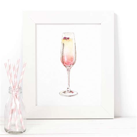 Grapefruit Pink Mimosa Cocktail Print Kitchen or Bar Decor - Etsy