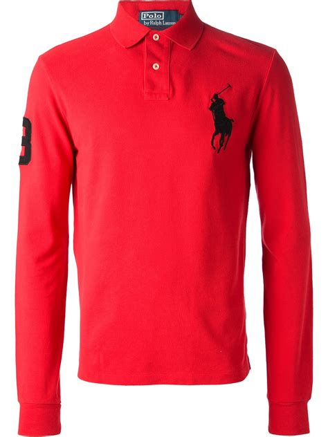 Lyst - Polo Ralph Lauren Long Sleeve Polo Shirt in Red for Men