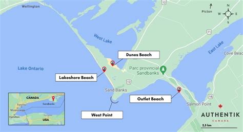 map of beaches Sandbanks | Lake ontario, Sandbank, Picton