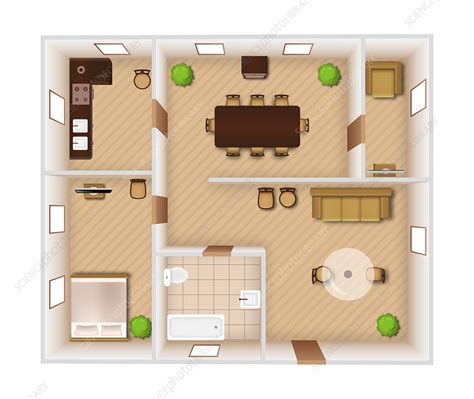 Home floor plan, illustration - Stock Image - F020/0421 - Science Photo Library