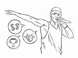 Eminem Coloring Pages Drawing Rappers Cartoon Rapper Drawings Printable  sketch template