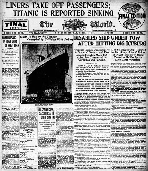 RMS Titanic news: These first stories of the sinking disaster dated ...