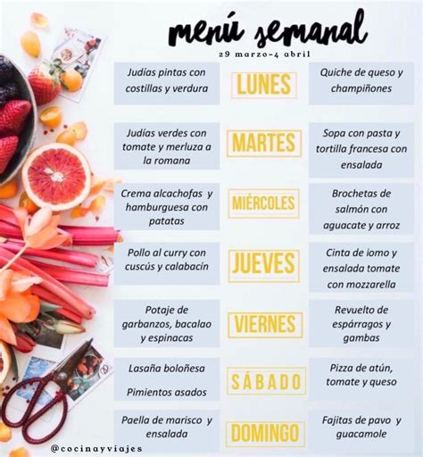 Menú semanal sano, variado y equilibrado - Culinary SpainCulinary Spain