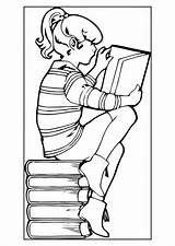 Girl Reading Coloring Pages sketch template